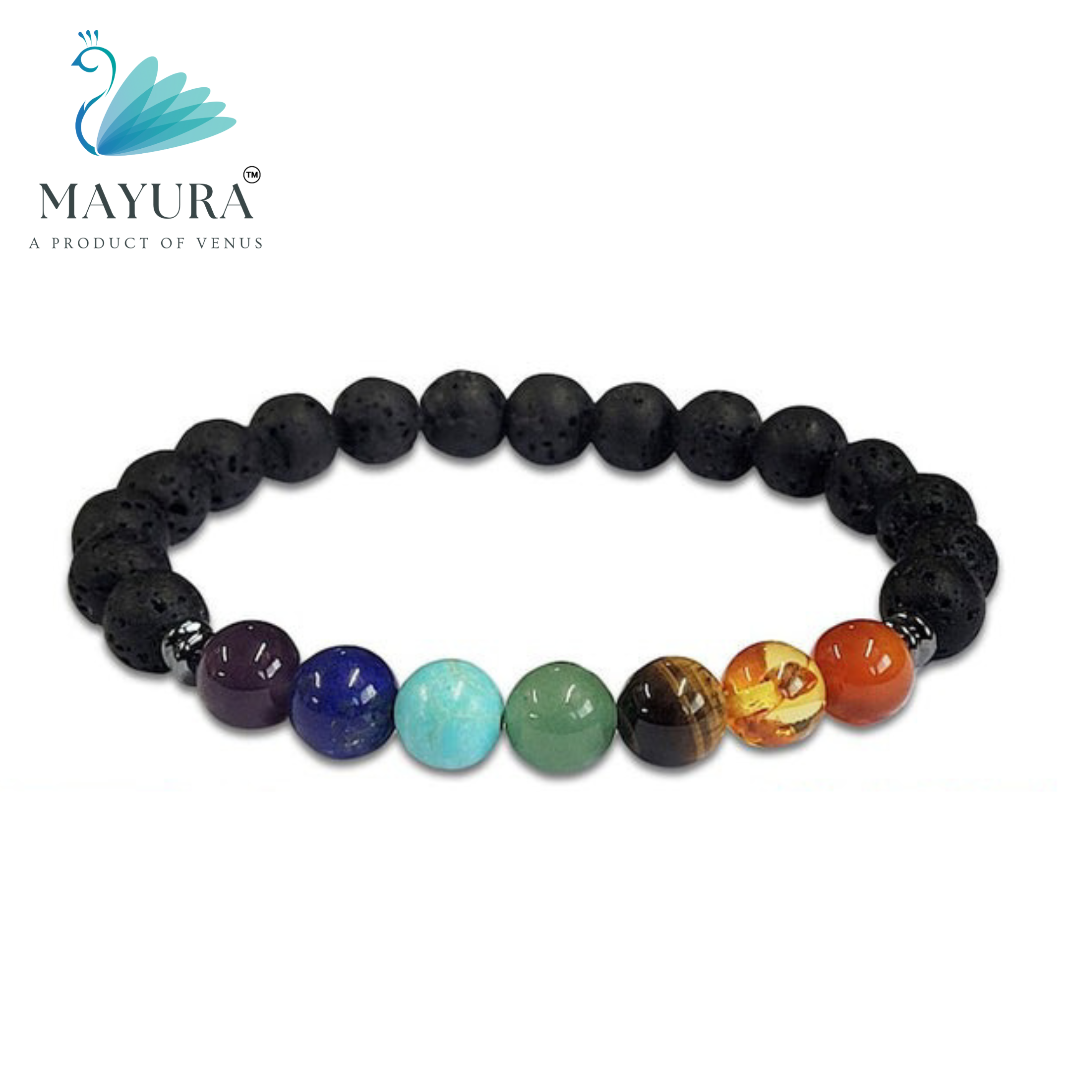 7 chakra bracelet with Lava stone - Spirital